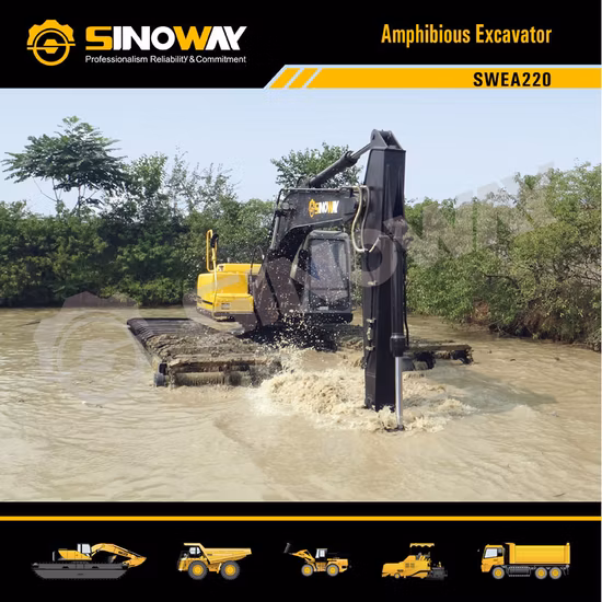 Mini excavadora de orugas con buggy anfibio para humedales hidráulicos en venta Excavadora flotante de río Excavadora de dragado de arena de 30 toneladas con pontón para pantanos y agua